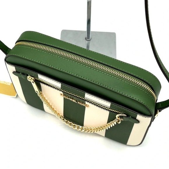 Michael Kors Large EW Zip Chain Xbody Crossbody Bag Fern Green Multi - Picture 7 of 11